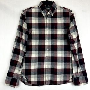 Bonobos Men's Plaid Button-Down Shirt in Burgundy, Black & White